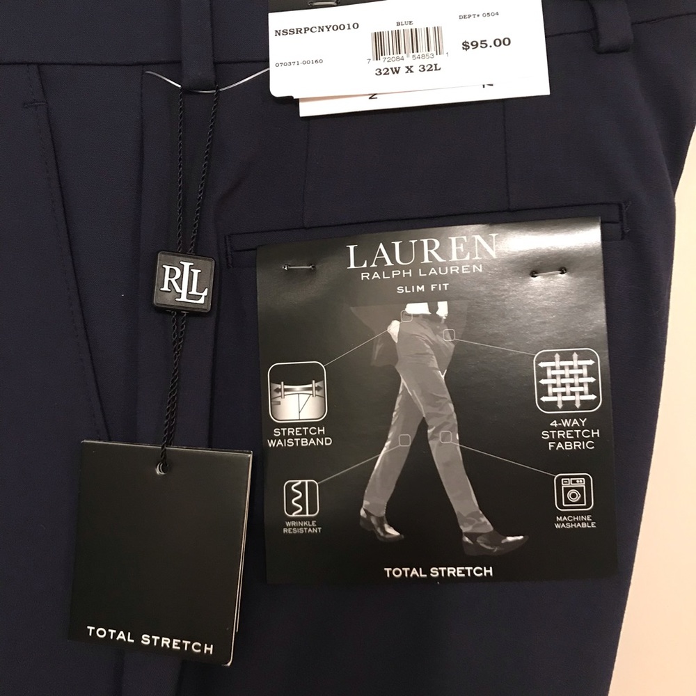 Ralph Lauren Navy Total Stretch Slim Fit Pants - Picture 2 of 3